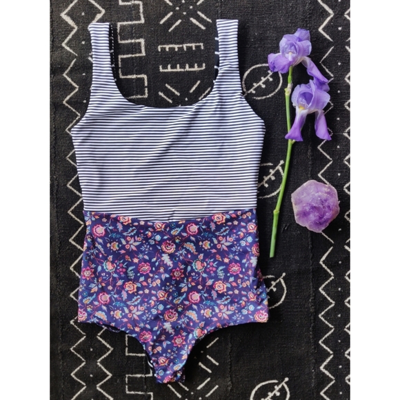 Solstice Stripes and Floral One Piece - Picture 2 of 4